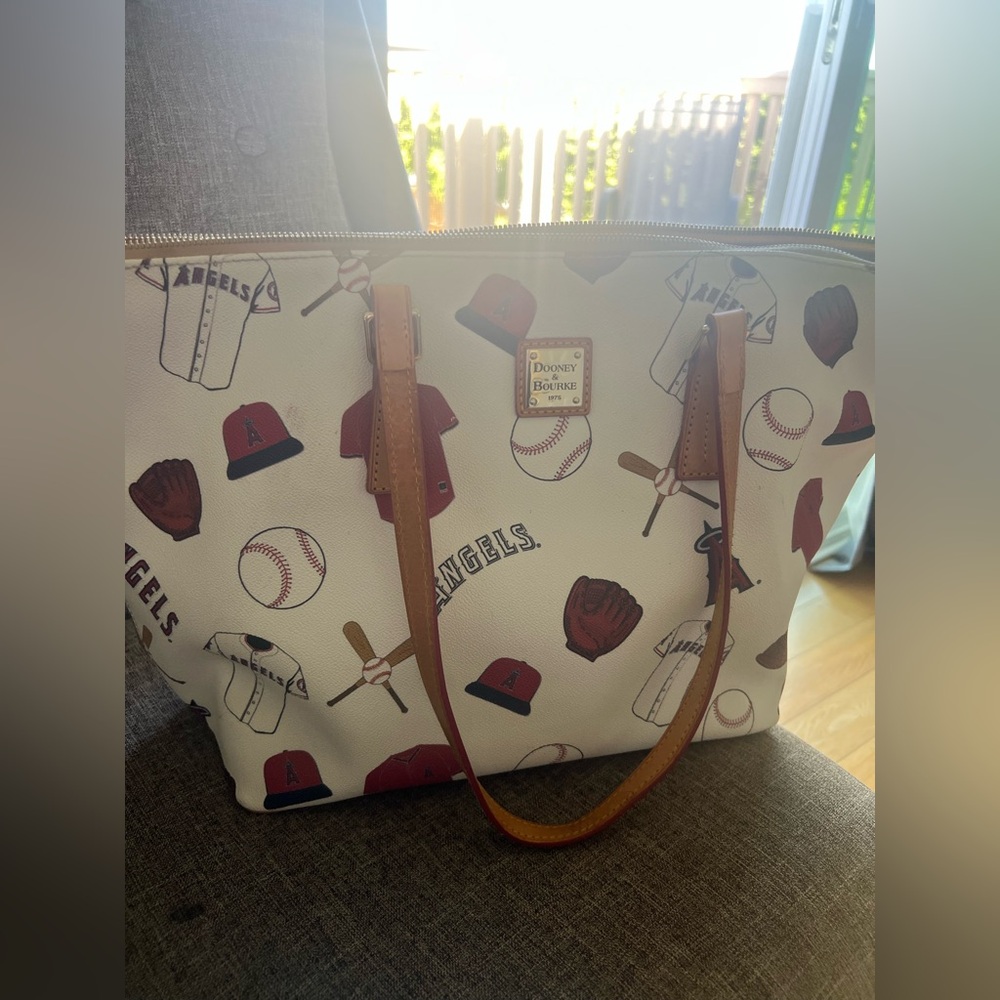 Dooney & Bourke Sports-Themed Tote in White and Brown Los Angeles Angels - Picture 7 of 7